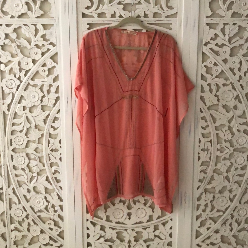 Luxe beaded sheer kaftan cover up